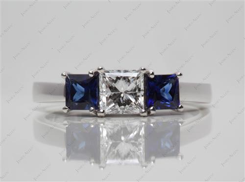 White Gold 0.75 Princess cut Emerald Rings