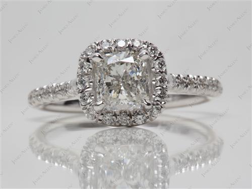White Gold 1.01 Cushion cut Engagement Ring