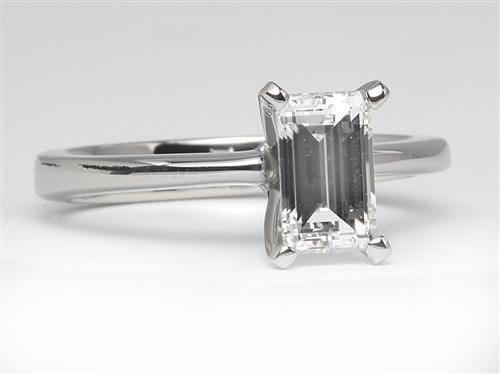 Platinum 1.05 Emerald cut Diamond Ring