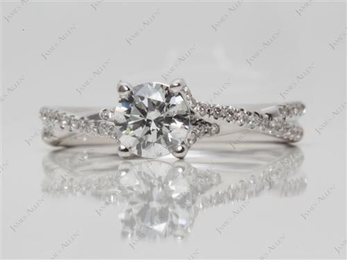 White Gold 0.71 Round cut Micro Pave Ring