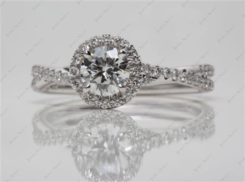 White Gold 0.60 Round cut Pave Setting Rings