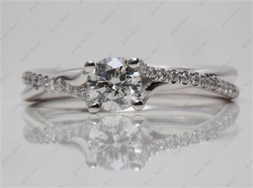 White Gold 0.50 Round cut Pave Diamond Engagement Ring