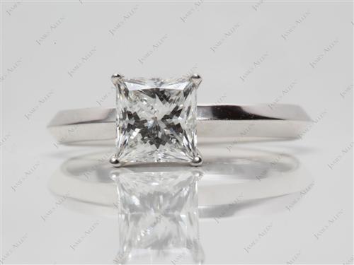 White Gold 1.38 Princess cut Solitaire Ring Mountings