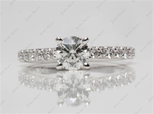 White Gold 0.70 Round cut Side Stone Engagement Ring