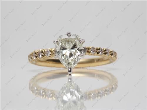 Gold 1.04 Pear shaped Diamond Pave Rings