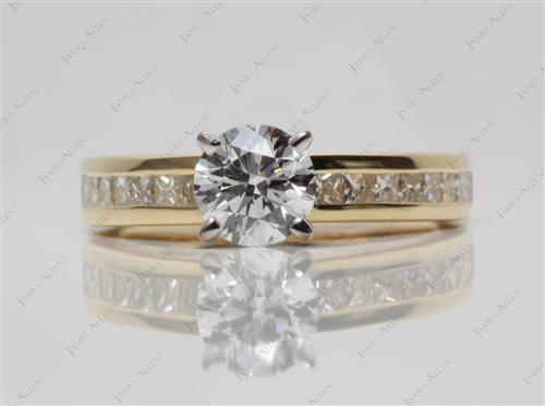 Gold 0.81 Round cut Channel Engagement Rings