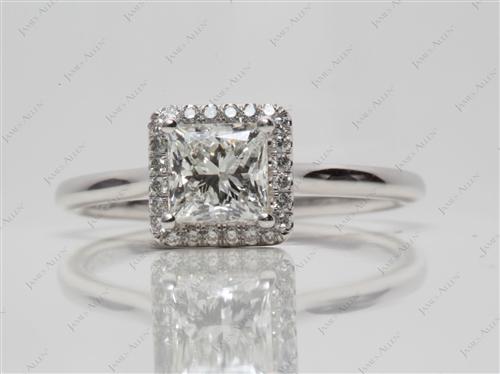 Platinum 1.11 Princess cut Pave Ring Set