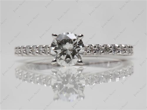 Platinum 0.54 Round cut Princess Cut Engagement Rings With Side Stones