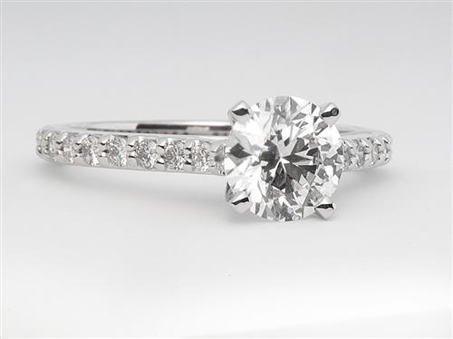 White Gold 1.02 Round cut Diamond Rings With Side Stones