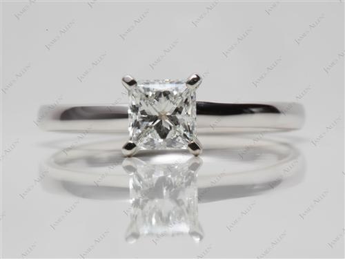 White Gold 0.78 Princess cut Round Solitaire Ring