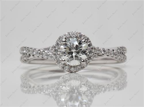 White Gold 0.54 Round cut Pave Diamond Rings
