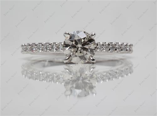 White Gold 0.73 Round cut Sidestone Engagement Ring