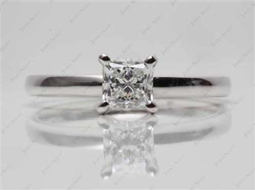 White Gold 0.72 Princess cut Diamond Solitaire Engagement Ring