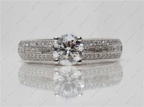 White Gold 0.82 Round cut Micro Pave Engagement Rings