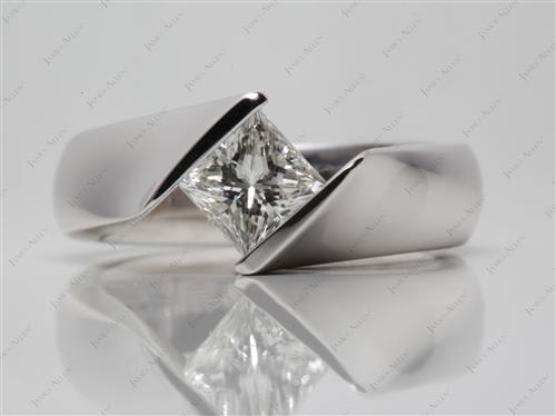 White Gold 1.00 Princess cut Tension Setting Engagement Rings