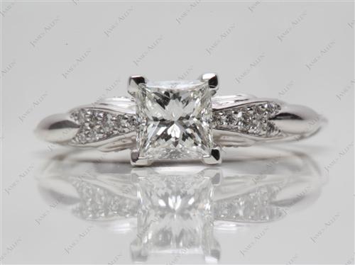 White Gold 0.77 Princess cut Pave Ring Settings