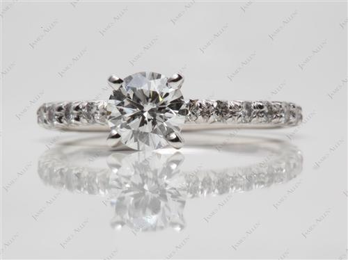 Platinum 0.80 Round cut Pave Ring Mountings