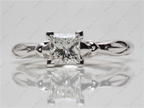 White Gold 0.71 Princess cut Solitaire Engagement Rings