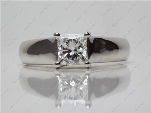 Platinum 1.00 Princess cut Solitaire Engagement Rings