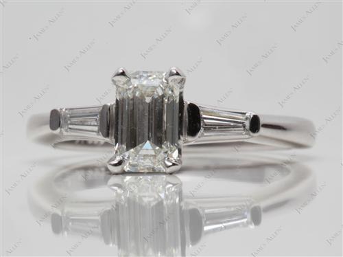 Platinum 1.00 Emerald cut Side Stone Engagement Ring