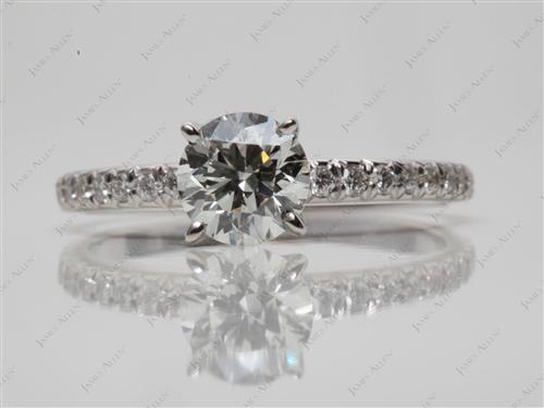 White Gold 0.74 Round cut Engagement Rings Pave