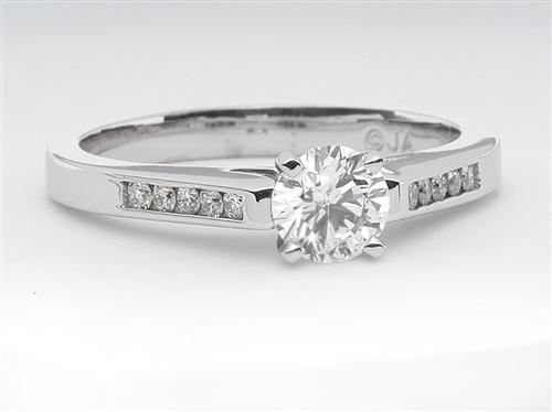 White Gold 0.56 Round cut Side Stone Engagement Rings