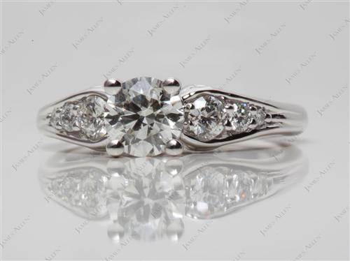 White Gold 0.71 Round cut Engagement Ring With Side Stones