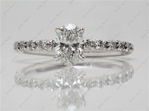 White Gold 0.60 Oval cut Pave Diamond Ring