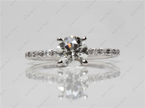 White Gold 0.79 Round cut Pave Ring Setting