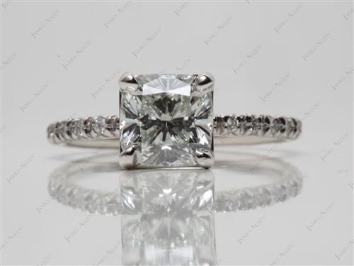 Platinum 1.60 Cushion cut Pave Ring Setting