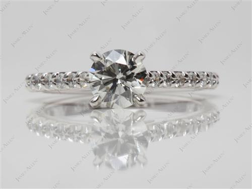 White Gold 0.70 Round cut Engagement Ring With Side Stones