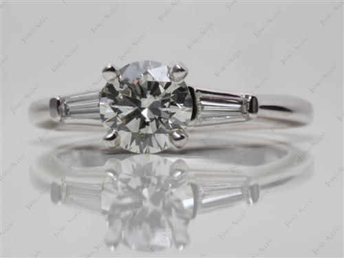 Platinum 1.00 Round cut Diamond Ring With Sidestones