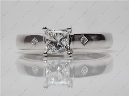 White Gold 0.78 Princess cut Solitaire Ring Settings