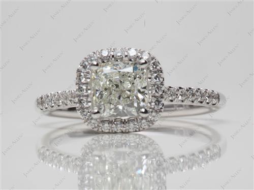 White Gold 1.10 Cushion cut Pave Ring Setting