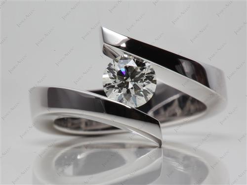 White Gold 0.71 Round cut Diamond Tension Rings
