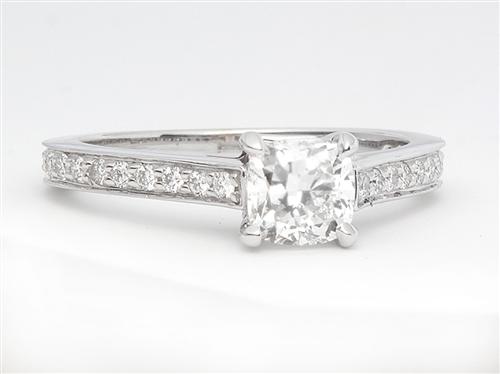 White Gold 0.60 Cushion cut Pave Ring Mountings
