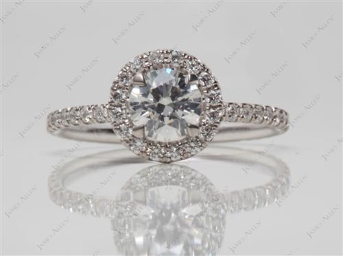 White Gold 0.58 Round cut Pave Engagement Rings