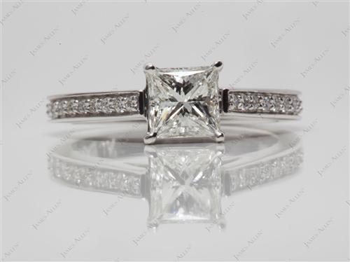 White Gold 0.84 Princess cut Pave Ring Settings