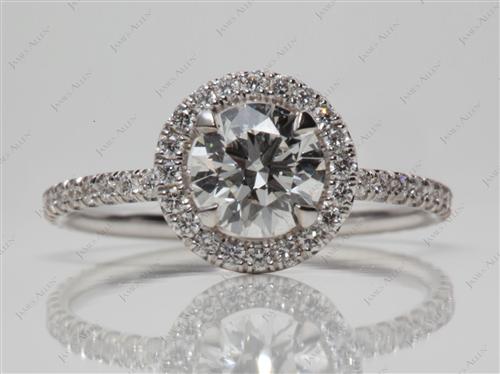White Gold 0.91 Round cut Pave Diamond Ring
