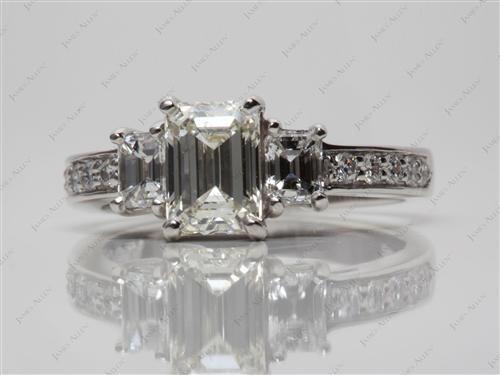 Platinum 1.25 Emerald cut Three Stones