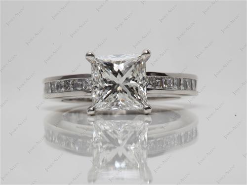 Platinum 1.52 Princess cut Channel Set Diamond Engagement Ring