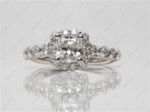 Platinum 1.11 Cushion cut Pave Engagement Ring