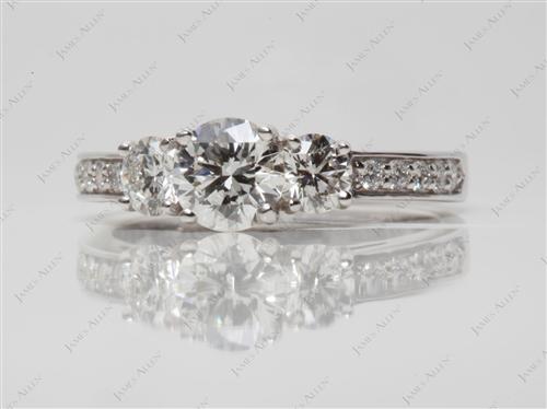 White Gold 0.80 Round cut Three Stones