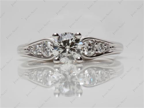 White Gold 0.81 Round cut Diamond Ring With Side Stones