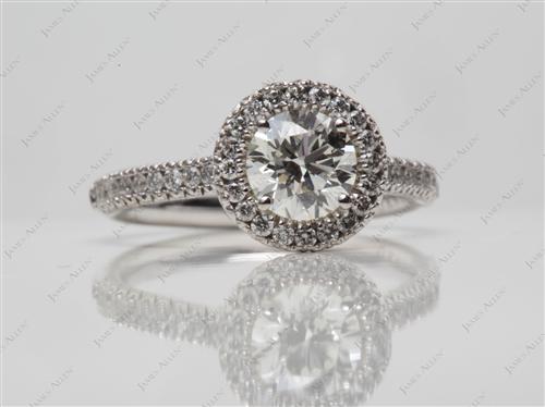 White Gold 0.72 Round cut Pave Diamond Engagement Ring