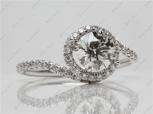 White Gold 1.00 Round cut Meno Engagement Rings