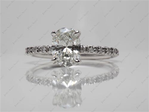 White Gold 0.92 Oval cut Engagement Ring Micro Pave
