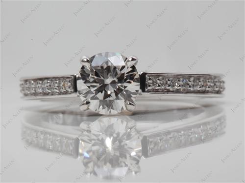 White Gold 0.74 Round cut Diamond Pave Ring