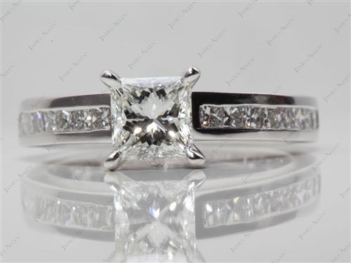 White Gold 1.01 Princess cut Channel Set Diamond Engagement Rings