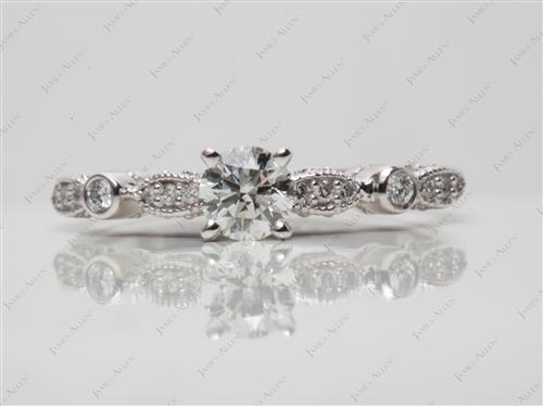 White Gold 0.42 Round cut Engagement Ring Side Stones